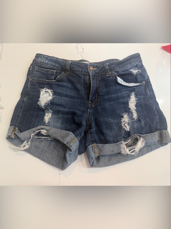 Judy Blue Pants - Judy Blue Dark Wash Distressed Rolled Hem Jean Shorts